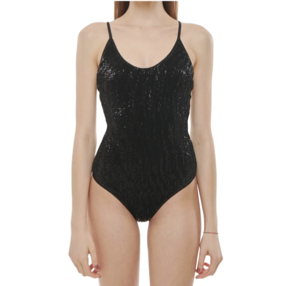 Giulia Sequin One Piece Swimsuit Black NWT. Made in Italy.